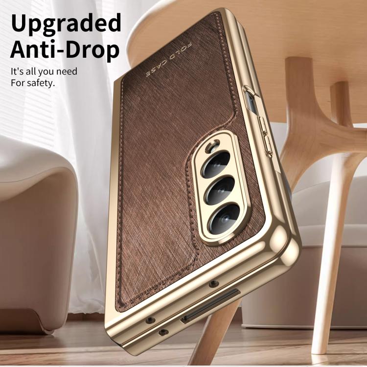For Samsung Galaxy Z Fold4 Integrated Gold Wire Silver Brocade Plating Phone Case