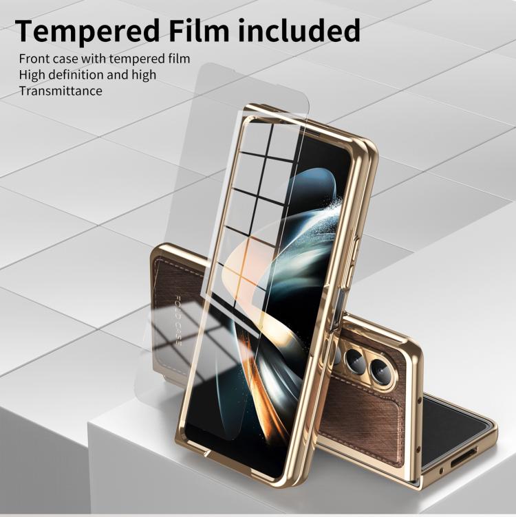 For Samsung Galaxy Z Fold4 Integrated Gold Wire Silver Brocade Plating Phone Case