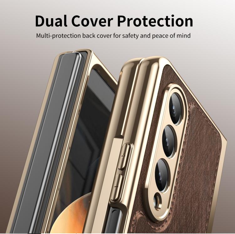 For Samsung Galaxy Z Fold4 Integrated Gold Wire Silver Brocade Plating Phone Case