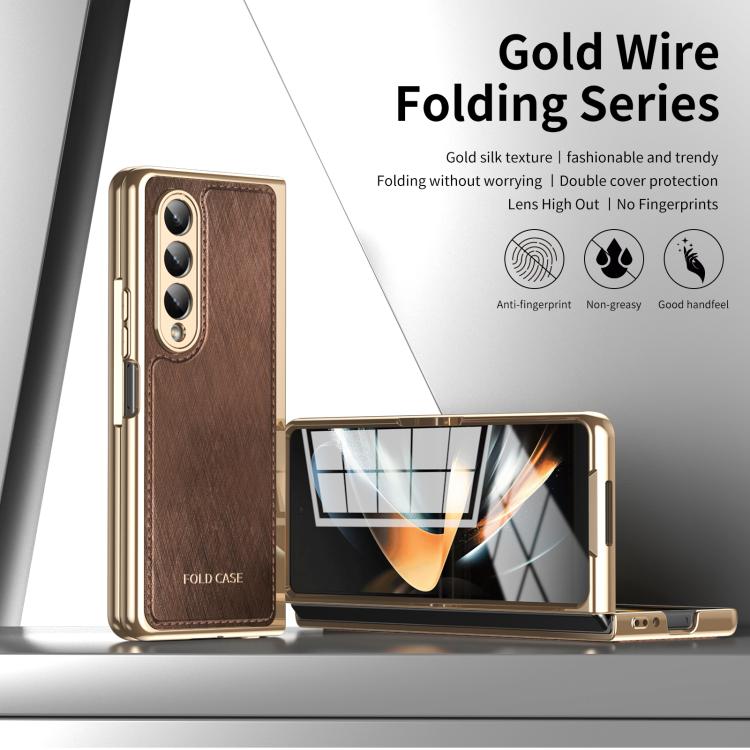For Samsung Galaxy Z Fold4 Integrated Gold Wire Silver Brocade Plating Phone Case