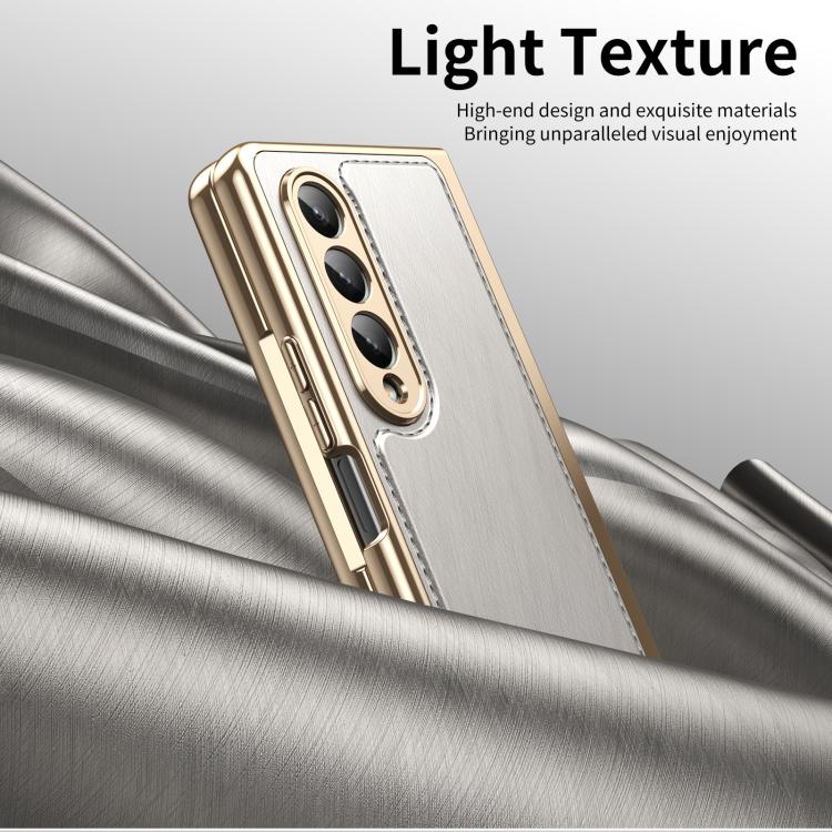 For Samsung Galaxy Z Fold4 Integrated Gold Wire Silver Brocade Plating Phone Case