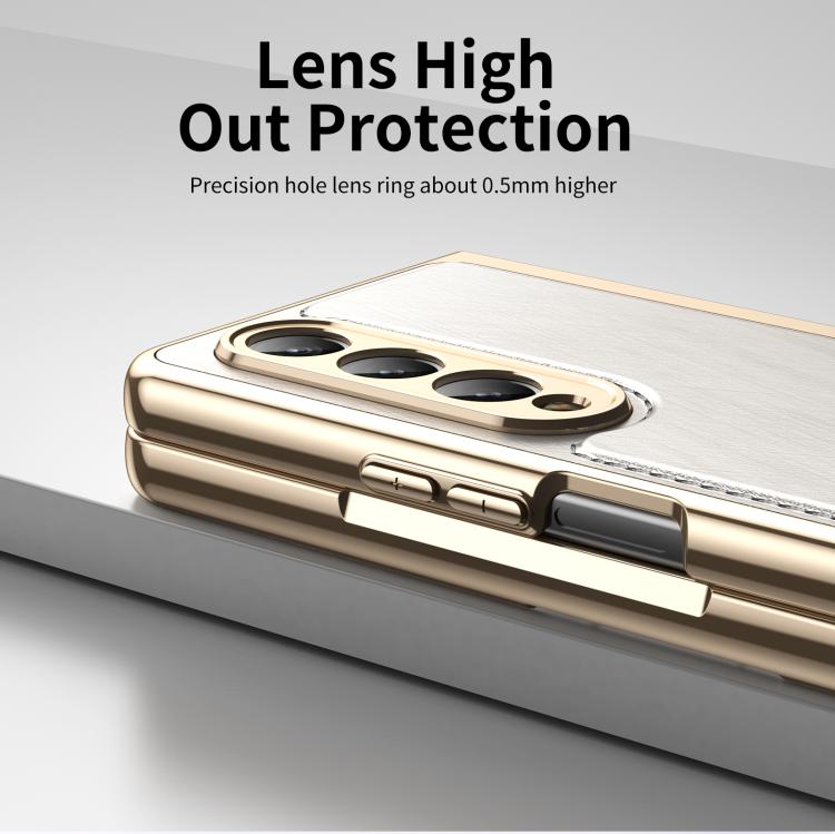 For Samsung Galaxy Z Fold4 Integrated Gold Wire Silver Brocade Plating Phone Case