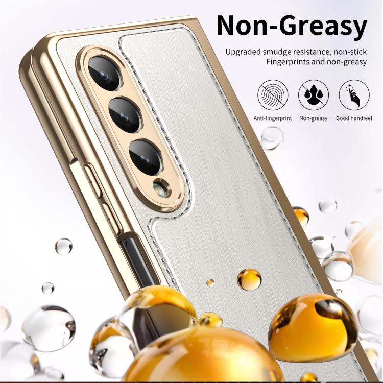 For Samsung Galaxy Z Fold4 Integrated Gold Wire Silver Brocade Plating Phone Case