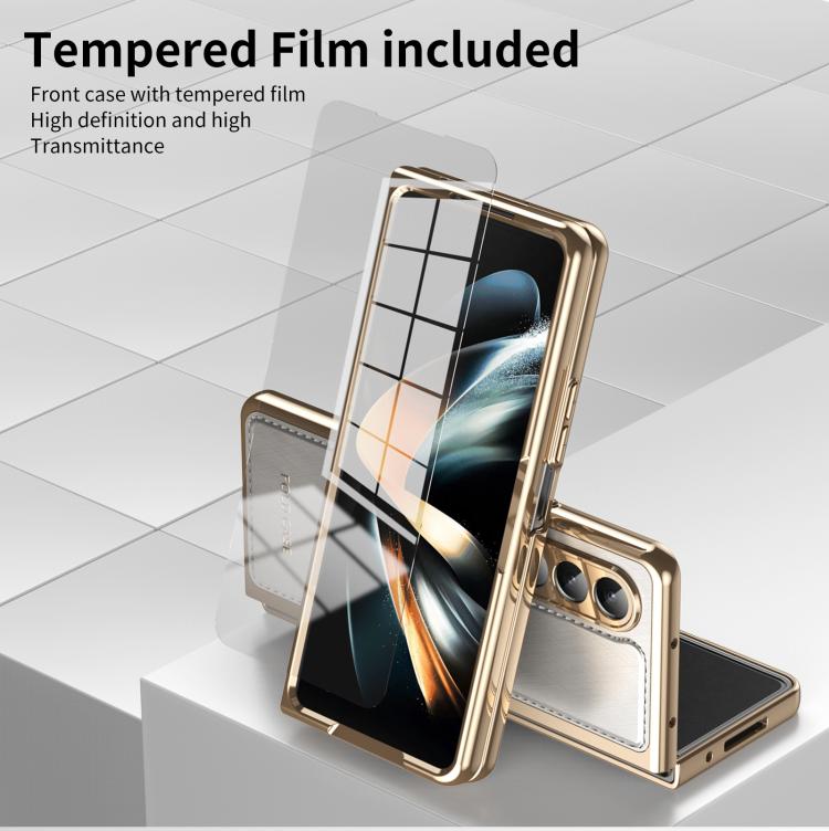 For Samsung Galaxy Z Fold4 Integrated Gold Wire Silver Brocade Plating Phone Case
