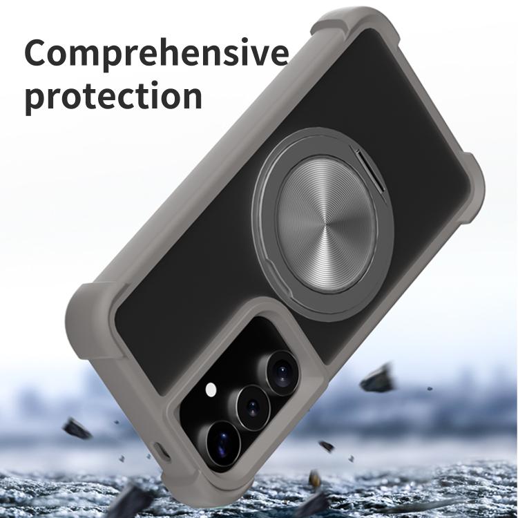 For Samsung Galaxy S25 5G CD Texture 360 Degree Rotating Holder MagSafe Phone Case