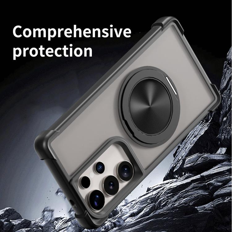 For Samsung Galaxy S25 Ultra 5G CD Texture 360 Degree Rotating Holder MagSafe Phone Case