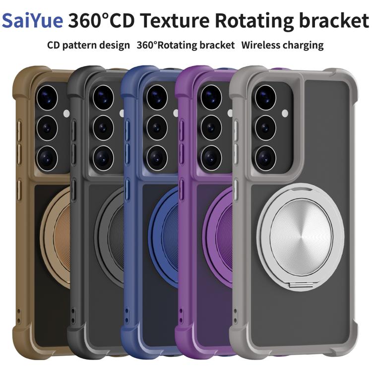 For Samsung Galaxy S26+ 5G CD Texture 360 Degree Rotating Holder MagSafe Phone Case