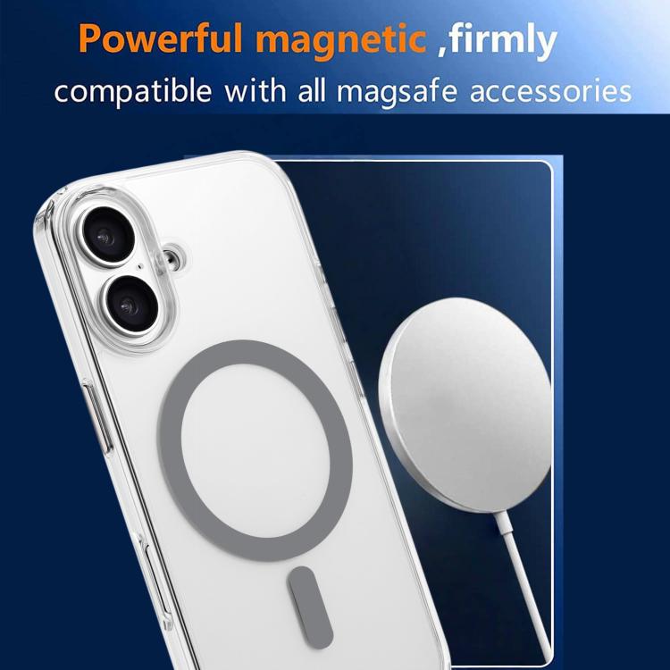 For iPhone 16 Plus High Transparency TPU Hybrid PC MagSafe Magnetic Phone Case