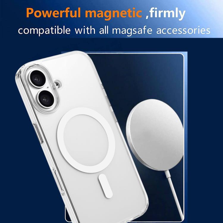 For iPhone 16 High Transparency TPU Hybrid PC MagSafe Magnetic Phone Case