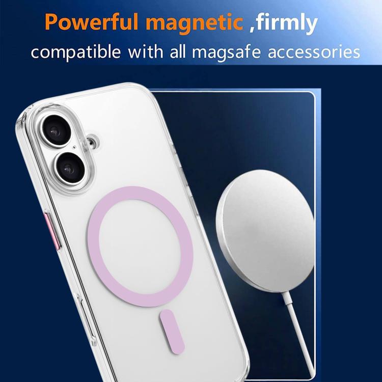 For iPhone 16 High Transparency TPU Hybrid PC MagSafe Magnetic Phone Case
