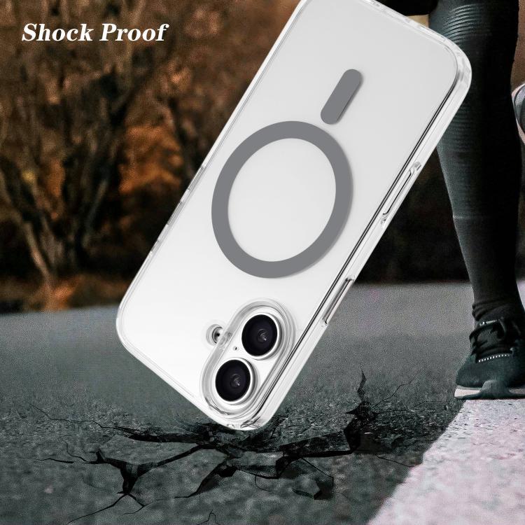 For iPhone 16 High Transparency TPU Hybrid PC MagSafe Magnetic Phone Case