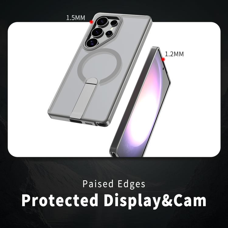 For Samsung Galaxy S22 Ultra 5G Star Shine Series TPU + PC MagSafe Phone Case with Fold Holder