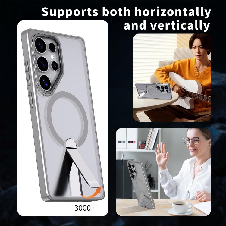 For Samsung Galaxy S22 Ultra 5G Star Shine Series TPU + PC MagSafe Phone Case with Fold Holder