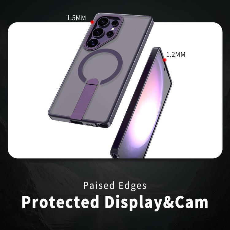 For Samsung Galaxy S22 Ultra 5G Star Shine Series TPU + PC MagSafe Phone Case with Fold Holder
