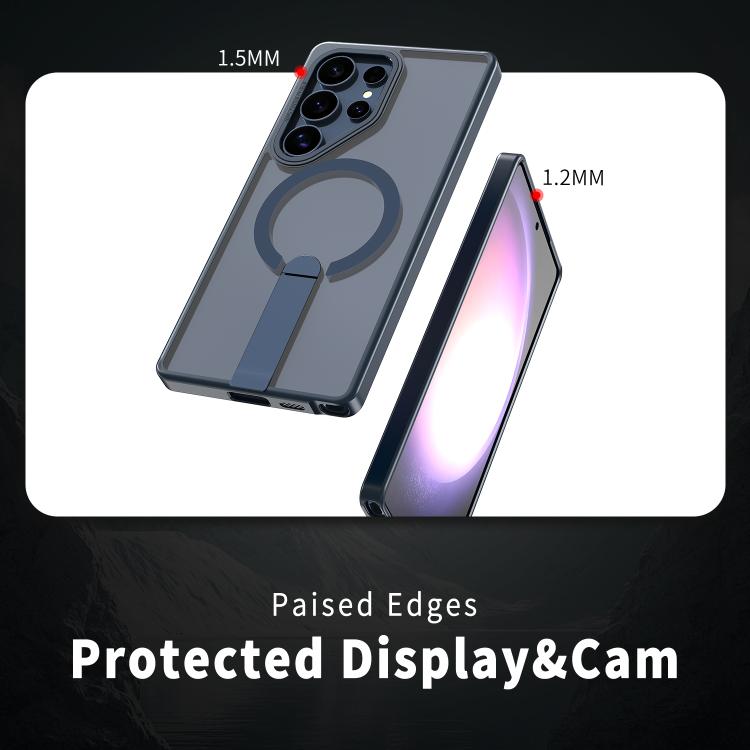 For Samsung Galaxy S22 Ultra 5G Star Shine Series TPU + PC MagSafe Phone Case with Fold Holder
