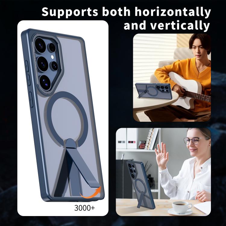 For Samsung Galaxy S22 Ultra 5G Star Shine Series TPU + PC MagSafe Phone Case with Fold Holder