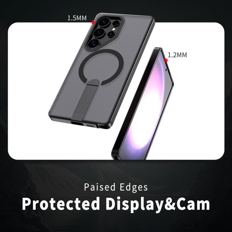 For Samsung Galaxy S22 Ultra 5G Star Shine Series TPU + PC MagSafe Phone Case with Fold Holder