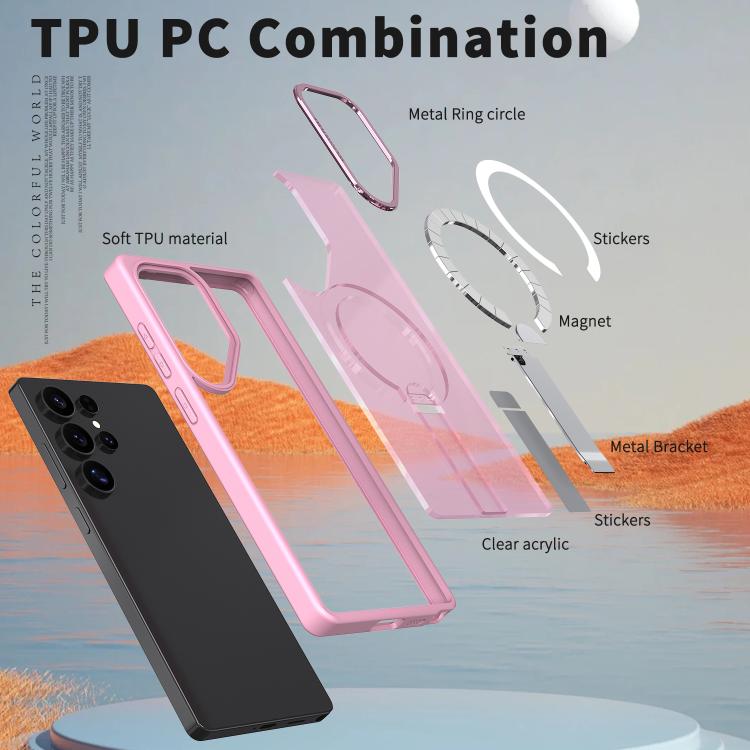 For Samsung Galaxy S24 Ultra 5G Star Shine Series TPU + PC MagSafe Phone Case with Fold Holder