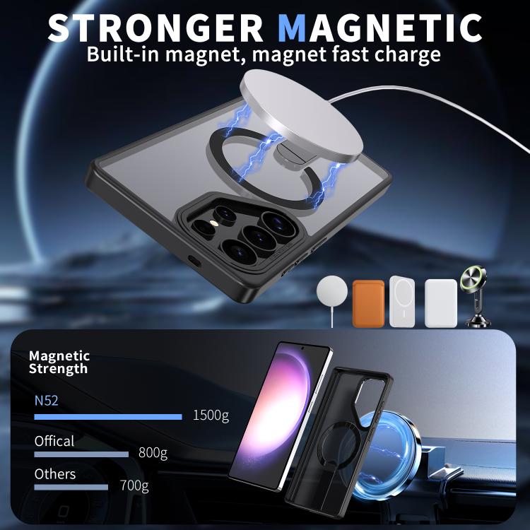 For Samsung Galaxy S24 Ultra 5G Star Shine Series TPU + PC MagSafe Phone Case with Fold Holder