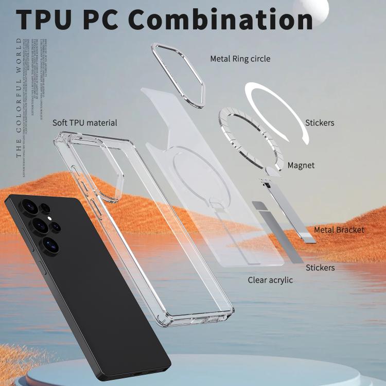 For Samsung Galaxy S25 Ultra 5G Star Shine Series TPU + PC MagSafe Phone Case with Fold Holder