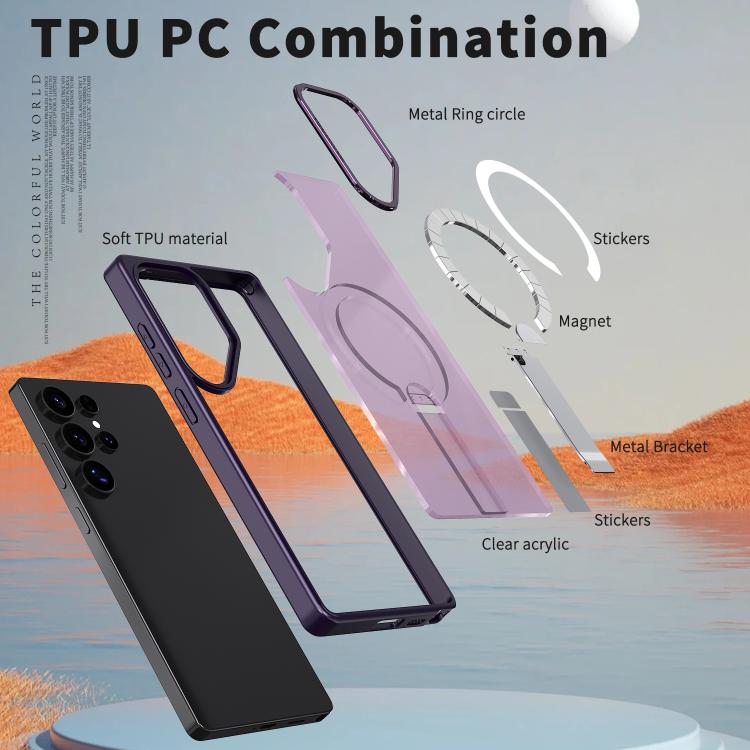 For Samsung Galaxy S25 Ultra 5G Star Shine Series TPU + PC MagSafe Phone Case with Fold Holder