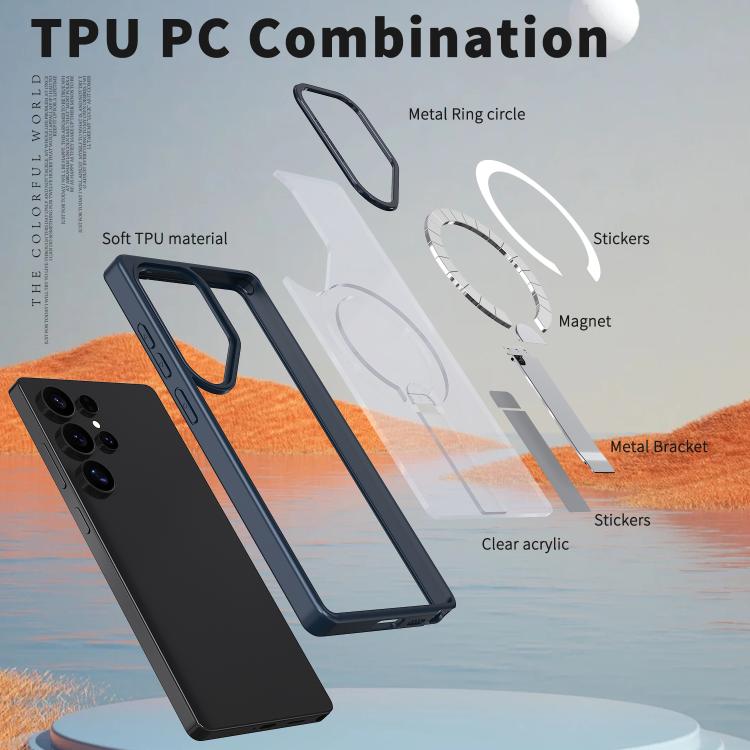 For Samsung Galaxy S25 Ultra 5G Star Shine Series TPU + PC MagSafe Phone Case with Fold Holder