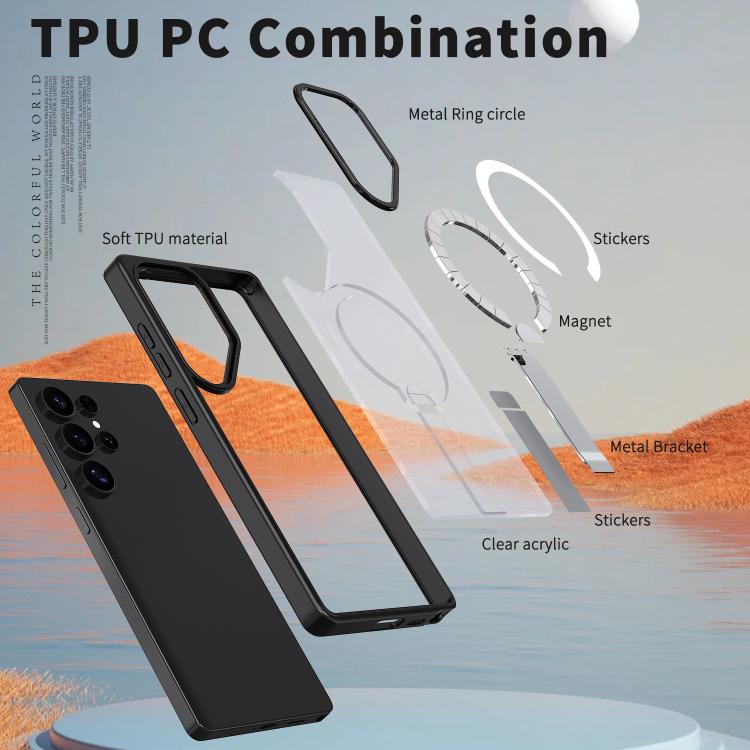 For Samsung Galaxy S25 Ultra 5G Star Shine Series TPU + PC MagSafe Phone Case with Fold Holder