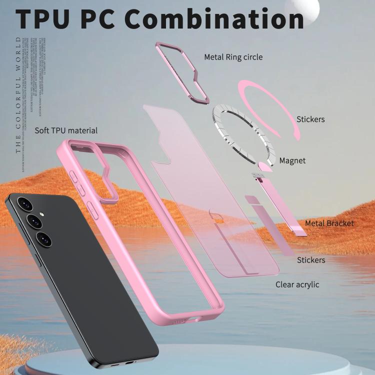 For Samsung Galaxy S24 FE 5G Star Shine Series TPU + PC MagSafe Phone Case with Fold Holder