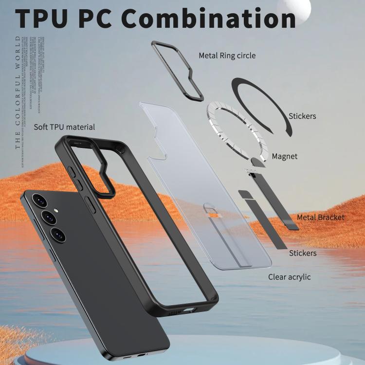 For Samsung Galaxy S24 FE 5G Star Shine Series TPU + PC MagSafe Phone Case with Fold Holder