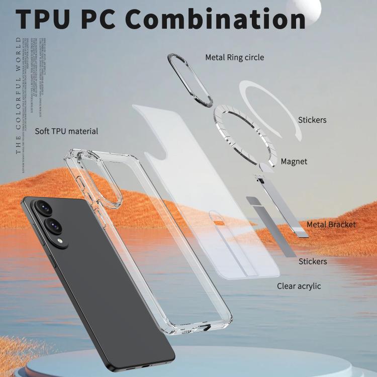 For Samsung Galaxy S25 Edge 5G Star Shine Series TPU + PC MagSafe Phone Case with Fold Holder