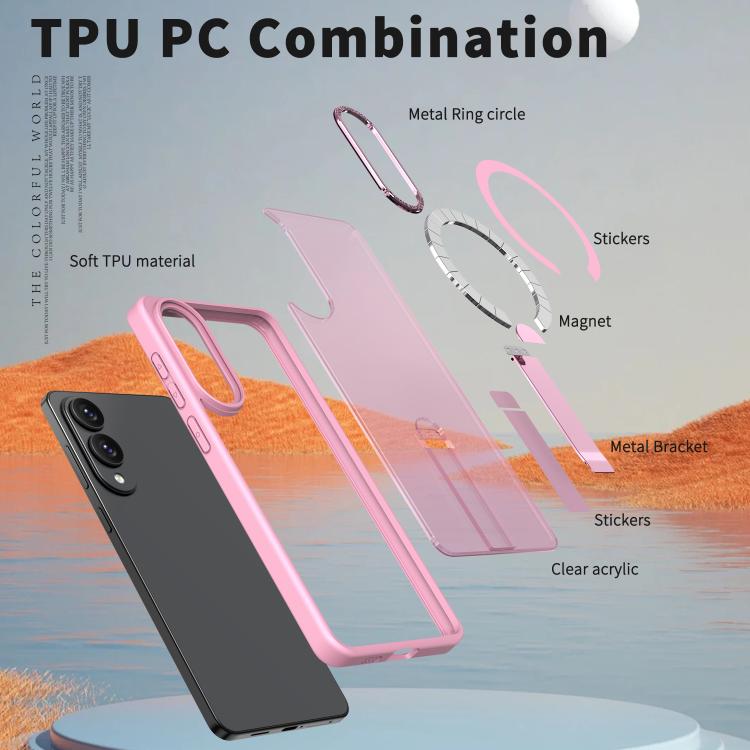 For Samsung Galaxy S25 Edge 5G Star Shine Series TPU + PC MagSafe Phone Case with Fold Holder