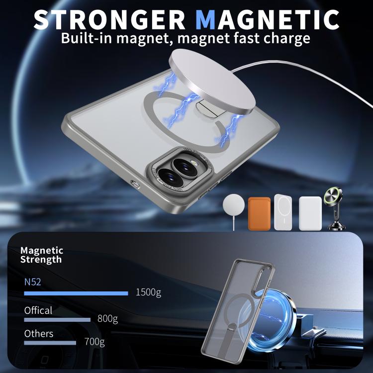 For Samsung Galaxy S25 Edge 5G Star Shine Series TPU + PC MagSafe Phone Case with Fold Holder