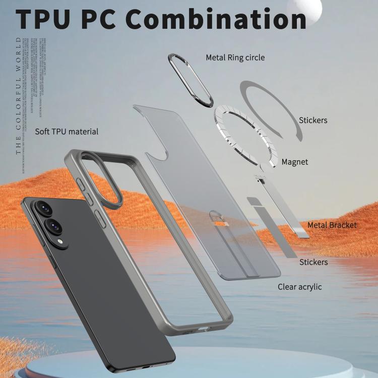 For Samsung Galaxy S25 Edge 5G Star Shine Series TPU + PC MagSafe Phone Case with Fold Holder