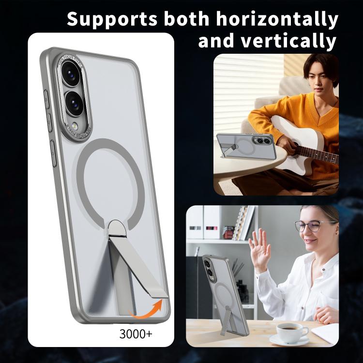 For Samsung Galaxy S25 Edge 5G Star Shine Series TPU + PC MagSafe Phone Case with Fold Holder
