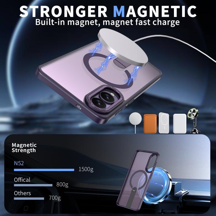 For Samsung Galaxy S25 Edge 5G Star Shine Series TPU + PC MagSafe Phone Case with Fold Holder