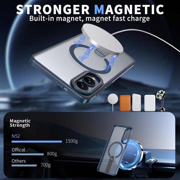 For Samsung Galaxy S25 Edge 5G Star Shine Series TPU + PC MagSafe Phone Case with Fold Holder