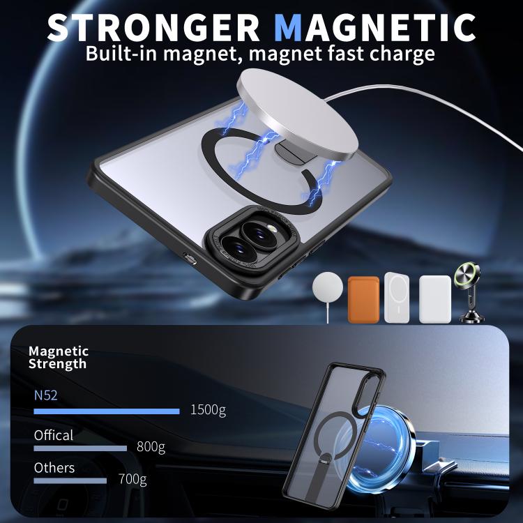For Samsung Galaxy S25 Edge 5G Star Shine Series TPU + PC MagSafe Phone Case with Fold Holder