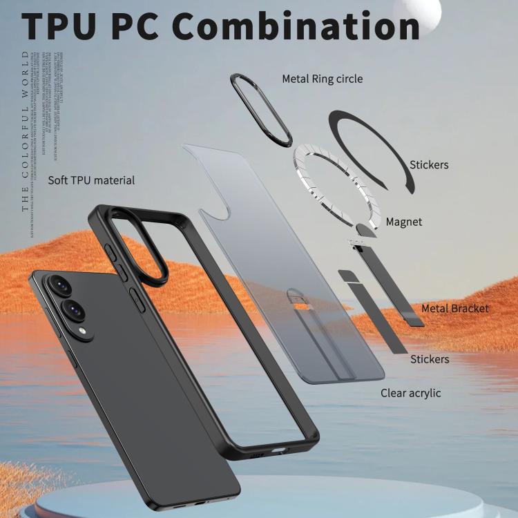 For Samsung Galaxy S25 Edge 5G Star Shine Series TPU + PC MagSafe Phone Case with Fold Holder