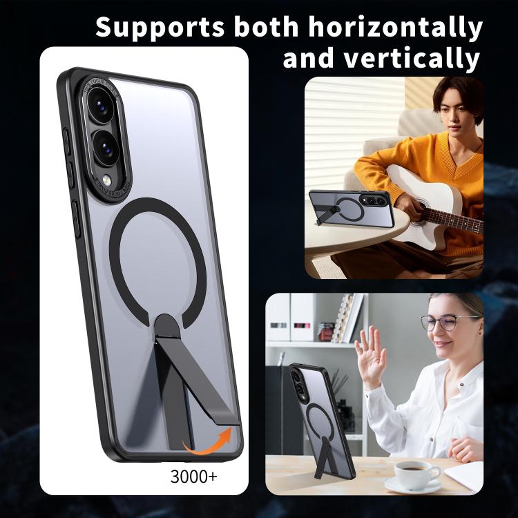 For Samsung Galaxy S25 Edge 5G Star Shine Series TPU + PC MagSafe Phone Case with Fold Holder