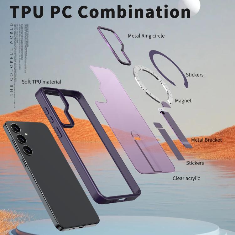 For Samsung Galaxy S25 FE 5G Star Shine Series TPU + PC MagSafe Phone Case with Fold Holder