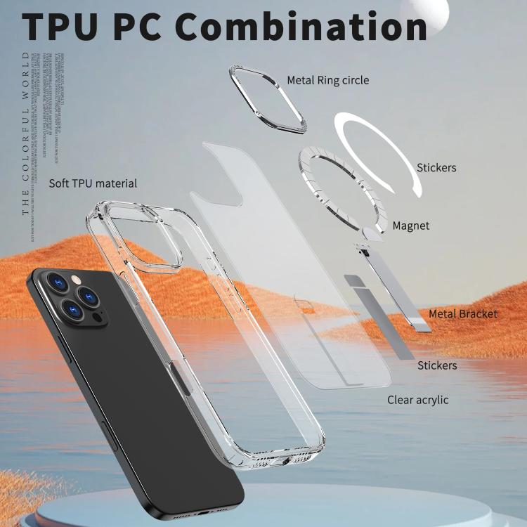 For iPhone 16 Pro Max Star Shine Series TPU + PC MagSafe Phone Case with Fold Holder