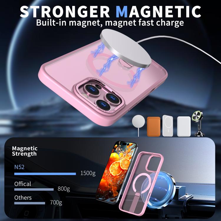 For iPhone 16 Pro Max Star Shine Series TPU + PC MagSafe Phone Case with Fold Holder