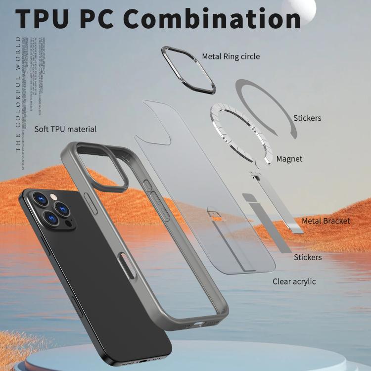For iPhone 16 Pro Max Star Shine Series TPU + PC MagSafe Phone Case with Fold Holder