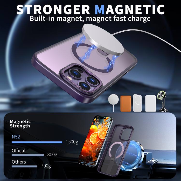 For iPhone 16 Pro Max Star Shine Series TPU + PC MagSafe Phone Case with Fold Holder