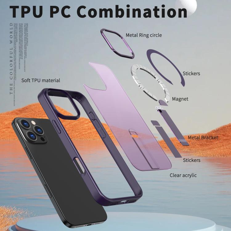 For iPhone 16 Pro Max Star Shine Series TPU + PC MagSafe Phone Case with Fold Holder