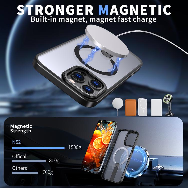 For iPhone 16 Pro Star Shine Series TPU + PC MagSafe Phone Case with Fold Holder