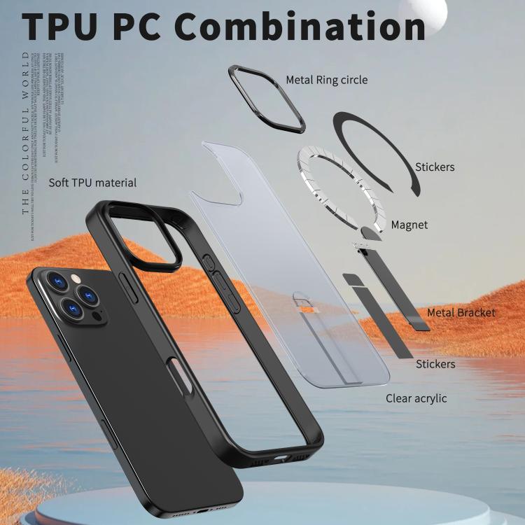 For iPhone 16 Pro Star Shine Series TPU + PC MagSafe Phone Case with Fold Holder
