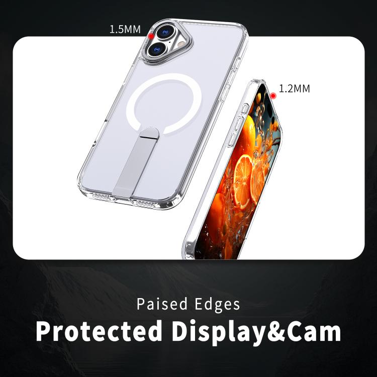 For iPhone 16 Plus Star Shine Series TPU + PC MagSafe Phone Case with Fold Holder