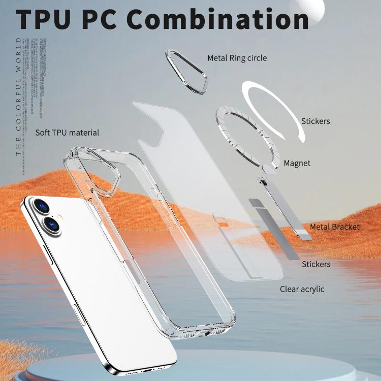 For iPhone 16 Plus Star Shine Series TPU + PC MagSafe Phone Case with Fold Holder