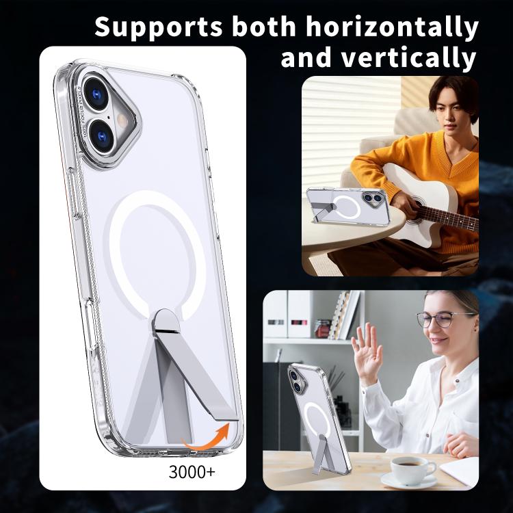 For iPhone 16 Plus Star Shine Series TPU + PC MagSafe Phone Case with Fold Holder